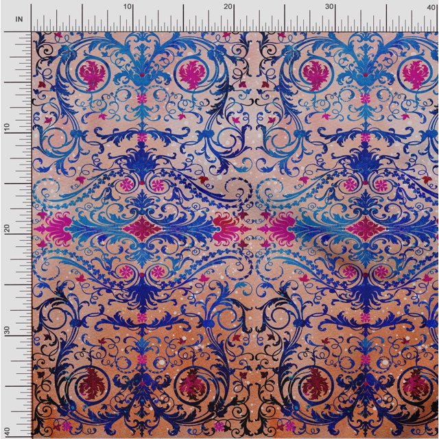 oneOone Viscose Chiffon Fabric Dot|Swirl & Floral Panel Printed Craft Fabric BTY 42 Inch Wide