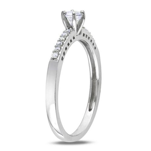 Bague de fiançailles Miabella avec 0.25 Carat de Saphir Blanc Synthétique et Accents de Diamant en Argent Sterling