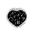 thumbnail image 1 of White Music Bar And Notes Black Mirror Heart Portable Hand Pocket Makeup, 1 of 3