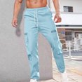 thumbnail image 1 of AherBiu Cargo Pants For Men Drawstring Elastic Waisted Straight Leg Swaetpants With Multi Pockets Casual Athletic Workout Trousers, 1 of 6
