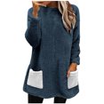 thumbnail image 1 of Yuyuzo Chandails en Molleton en Molleton pour Femmes Automne Hiver Manches Longues Col Rond avec Poches, 1 of 5
