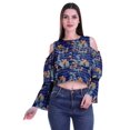 thumbnail image 1 of Moomaya Button Front Cold Shoulder Top Printed  Casual Loose Blouse Short Top, 1 of 4