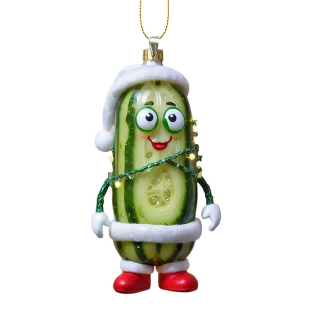 Amzcrzy Acrylic Cucumber Pendant Multi Functional Acrylic Decorative Christmas Tree Pendant Cute Mini Cucumber Christmas Pendant Holiday Decorations Hanging Decor Garden Decorations