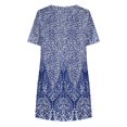 thumbnail image 4 of QJUHUNG Midi pour Femmes Été Décontracté Ample Bohème à Imprimé Floral Col Ras du Cou Manches Courtes Longueur Genou Robe Froncée avec Poches, 4 of 5