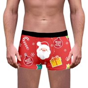 FhsagQ Underwear Mens Underwear Blue Comfortsoft Men's Christmas Print Breathable Underwear Men Underwear Cotton Mens Underwear Boxers Briefs Pack Xxl Super Fit Red XXL
