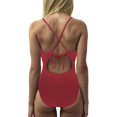 thumbnail image 4 of Women's Tankini Swimsuits Solid Color Triangle Backless Summer Beach Tankinis Swimwear for Women Red, 4 of 4