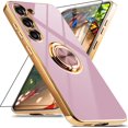 thumbnail image 1 of ORUYROP for Samsung Galaxy S23 Plus Case with Screen Protector, Built-in 360 Rotation Ring Holder Magnetic Stand, Luxury Shiny Plating Edge Shockproof Electroplated Protective Cover (Purple/Go, 1 of 7