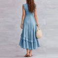 thumbnail image 4 of XiYing Robe d'Été, Robe Maxi Classique pour Femme à Col en V Sans Manches avec Emmanchures à Volants et Détail de Boutons à l'Avant pour les Vacances d'Été, M-TTG,, 4 of 7