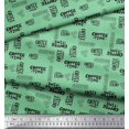 thumbnail image 2 of Soimoi Green Heavy Satin Fabric Coffee Time Text Decor Fabric Printed Yard 54 Inch Wide, 2 of 5