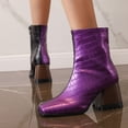 thumbnail image 4 of Cameland Large Women's Punk High Heel Rectangle Toe Thick Heel Zipper Contrast Mart Short Boots, 4 of 4