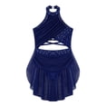 thumbnail image 3 of Raenseen Robe de Danse Ballet Jazz pour Filles, Justaucorps de Patinage Artistique, Strass Brillants, Robe de Bal Sans Manches, Bleu Marine 6, 3 of 5
