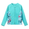 thumbnail image 3 of Riismen Girls Long Sleeve Rash Guard Shirts Vest Summer Beachwear Sun Protection Swim Coat Quickly Drying Swimming Costume Green 12, 3 of 7