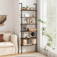 thumbnail image 2 of Costway 6-tier Ladder Shelf 72 Inches Industrial Wall Mounted Bookshelf Brown, 2 of 9