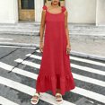 thumbnail image 2 of Sentmoon Long Dresses for Women Wedding Guest Sleeveless Crew Neck Boho Dress for Women Summer Solid Color Open Back Regular Fit Cocktail Dress for Women for Summer and Hot Weather Red XXL, 2 of 8