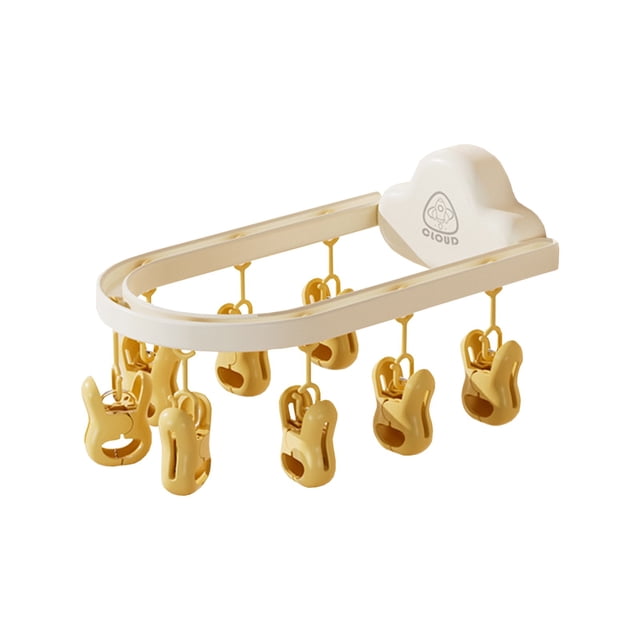 Foldable Clothes Dryer with 8 Clips, Windproof Laundry Hanger for Socks and Underwear