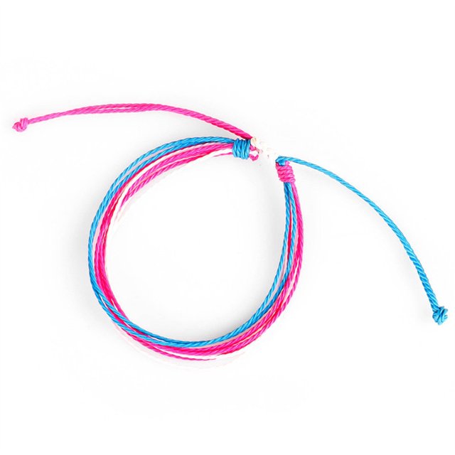 Braided Bracelet Multicolor Aesthetic Jewelry Drawstring Unique Boho Bracelets Hand Rope Women Accessories for Teen Girls Purple+Blue