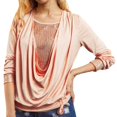 thumbnail image 1 of Womens T Shirts Solid Sequined Long Sleeve Loose Womens Tops Pink S, 1 of 4