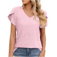 thumbnail image 4 of Birdeem Mode Femmes Décontracté Couleur Unie Col en V Manches Courtes Blouses Amples, 4 of 10