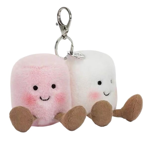 Nouvelles Paires Amusantes de Pendentifs de Sac Guimauves, Jouets en Peluche, Porte-Clés, Cadeaux d'Anniversaire