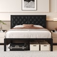 thumbnail image 1 of Homall Full Size Bed Frame with Headboard PU Leather Upholstered Bed Frame Platform,All Metal Slats Support Platform Bed Frame with Storage Space,Easy Assembly,Noise Free,No Box Spring Needed,Black, 1 of 7