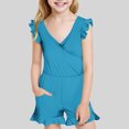 thumbnail image 2 of Girls Swimsuit with Chest Pad Ruffle Trim One Piece Bathing Suit Solid Swimsuits Ruched Sleeveless Swimwear for 7-16 Years, 2 of 7