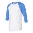 thumbnail image 2 of Tee-Shirt Raglan à Manches Trois-Quarts 5050, TP, Blanc/bleu Lac, 2 of 4