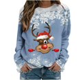thumbnail image 1 of Femmes Pulls- Pull- Épaule Drop Col Rond Manches Longues Noël Tricot Sweat-Shirts Floraux Décontractés Tops pour Automne/printemps/hiver Rouge L, 1 of 7