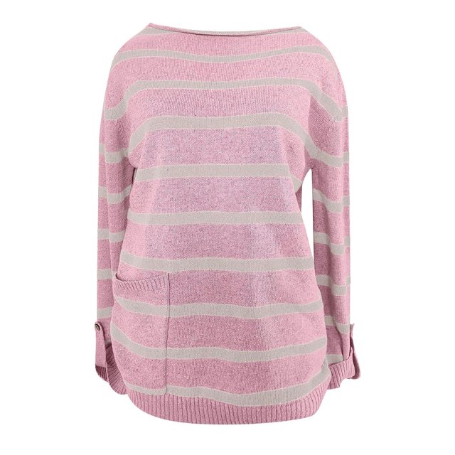 Faithtur Femmes Tricot Pull Manches Longues Col Rond Contraste Couleur Pull Rayé Pull Pull pour l'Hiver Automne