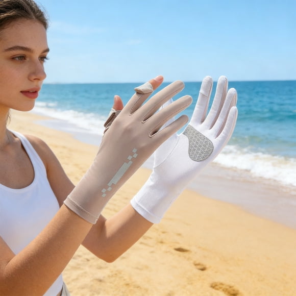 Ice Silk Sunscreen Gloves for Summer Driving Breathable Thin UV Protection Outdoor Cycling Touch Screen Anti