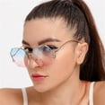 thumbnail image 3 of Irregular  Sunglasses Women Brand Designer Gradient Fashion Sun Glasses Female Rimless Metal Curved Temples, 3 of 8