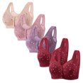 thumbnail image 1 of Plebaso Everyday Bras Pack of 5 for Women Front Closure Button Bras No Underwire Full Coverage Bralettes, 1 of 6