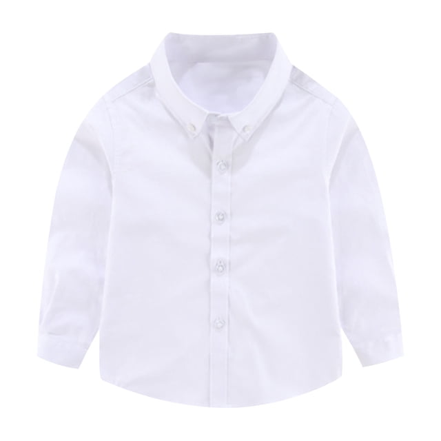 Tranfacy Chemises Blanches à Boutons pour Garçons et Filles 2-15 Ans Manches Longues Col Rabattu Tenue d'Automne pour l'École
