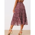 thumbnail image 4 of Unique Bargains Women's Floral Print Elastic Waist Ruffle Maxi Tiered Skirt, 4 of 6