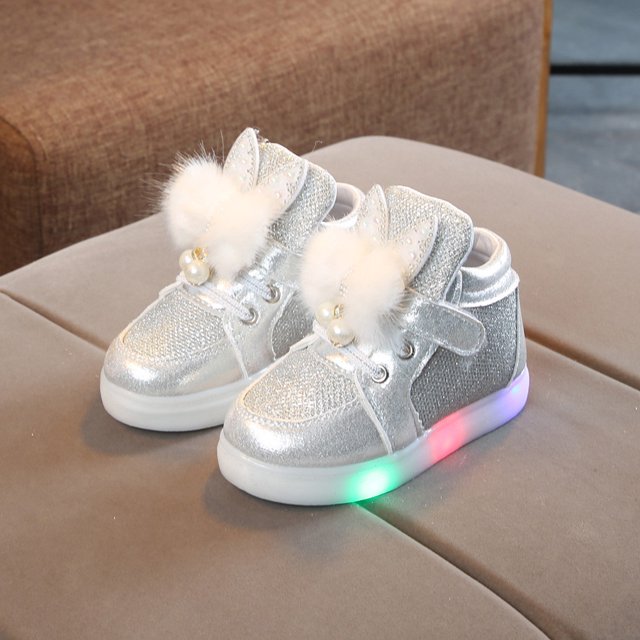 DPTALR oddler Infant Kids Baby Girls Rabbit LED Luminous Sport Shoes Sneakers