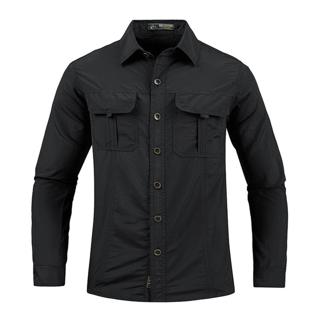 Dagugfen Plus Size Mens Shirts Button down Long Sleeve Loose Stretch Casual Work Tops with Pockets