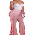 thumbnail image 3 of Women Beach Mesh Ruffles Sheer Wide Leg Pants Loose Bikini Cover Up, 3 of 4