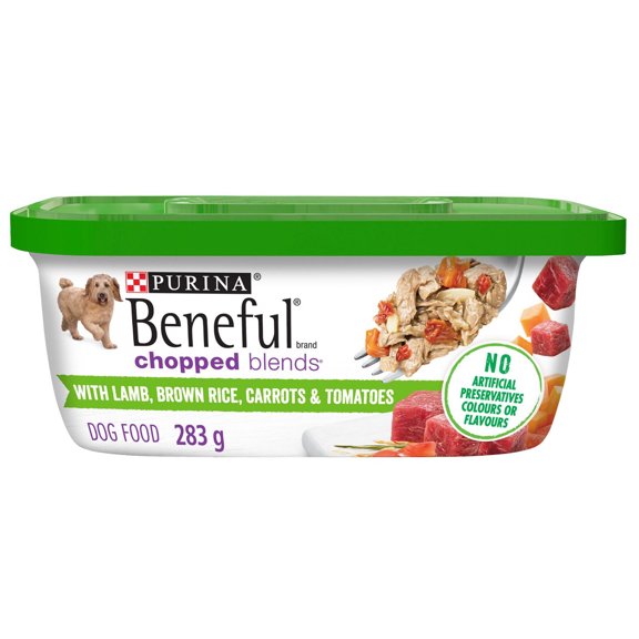 Beneful Mélanges Hachés, avec Agneau, Riz Brun, Carottes et Tomates, Nourriture Humide pour Chiens 283 g