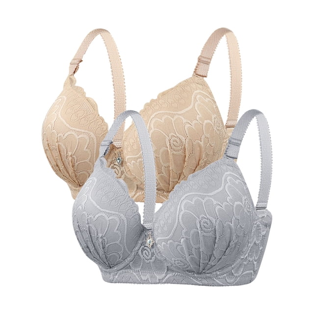Bras for Women, Womens Solid Color Steel Ring Oversized Gathering Underwear Daily Bra
