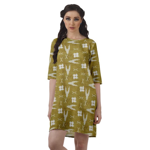 Moomaya Robes Courtes d'Été pour Femmes Imprimées Coupe Droite en Georgette Mousse Robe Évasée