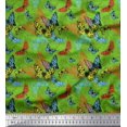 thumbnail image 1 of Soimoi Green Silk Fabric Colorful Butterfly Printed Craft Fabric by the Yard 42 Inch Wide, 1 of 5