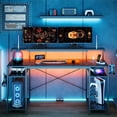 thumbnail image 4 of Bestier Gaming Desk with LED Light & Outlets 55" Computer Desk with Monitor Stand, Black Carbon Fiber, 4 of 9