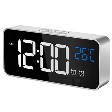 Grand Réveil Numérique pour Malvoyants - Grande Horloge Électrique pour Chambre, Affichage des Chiffres Jumbo, Luminosité Entièrement Réglable avec Variateur, Ports Usb,