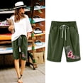 thumbnail image 1 of LOVZFMLL Women's Elastic Waist Printing Drawstring Shorts Army Green S, 1 of 3