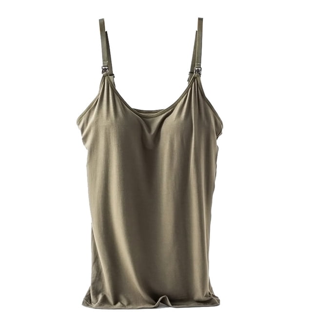 Womens Nursing Maternity Cami (Built in Bra) Sleep Bra for Breastfeeding