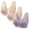 thumbnail image 1 of Cotton Wireless Bra on Clearance 3pc Ladies Comfortable Convenient Front Button Bra Breathable Easy Close Everyday Bra Plus Size Seamless Bralettes Workout Bras for Women New Purple XXL, 1 of 5