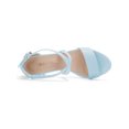 thumbnail image 4 of BLISSFUL STEP Women's Solid Color Open Toe Cross Strap Mid Chunky Heel Sandals, 4 of 7