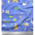 thumbnail image 1 of Soimoi polyester Crepe Fabric Alphabets,Birds & Animals Kids Print Fabric by Yard 42 Inch Wide, 1 of 1