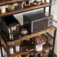 thumbnail image 4 of Ourlova Bakers Rack with Power Outlet, Coffee Bar with Wire Drawer, Industrial Microwave Stand 6-Tier Kitchen Storage Rack with Hutch, 4 of 7