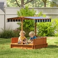 thumbnail image 2 of Outsunny Covered Sandbox with Lid & Adjustable Canopy for Kids, Red, 2 of 10