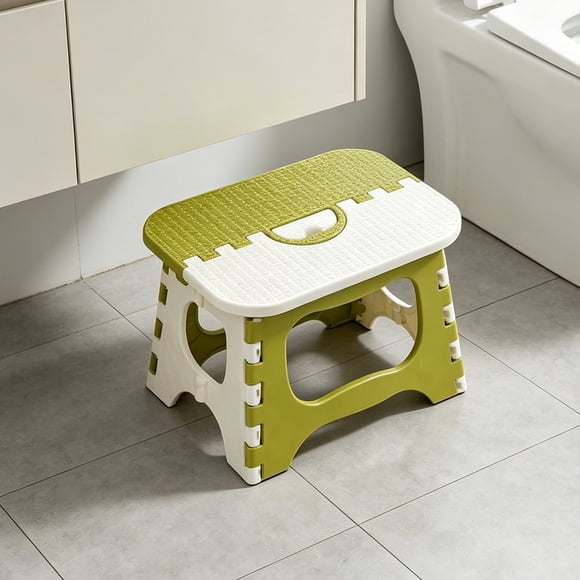 VVQ Portable Folding Stool Space Saving Small Stool, Plastic Foldable Stool for Home Office Camping, Compact Collapsible Stool with Strong Load-Bearing for Outdoor Travel, Green